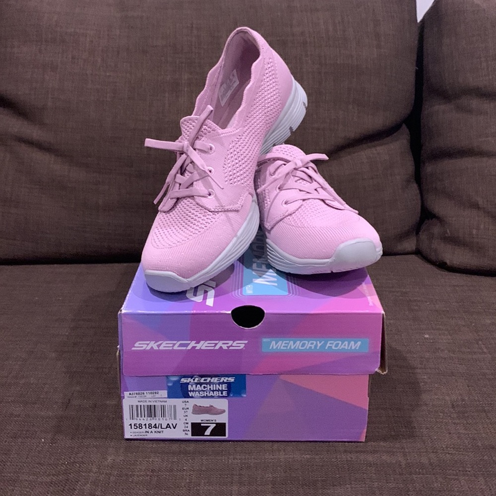 Skechers Washable Knit Slip-On Shoes - Seager In A Knit Size 7 NIB Lavender